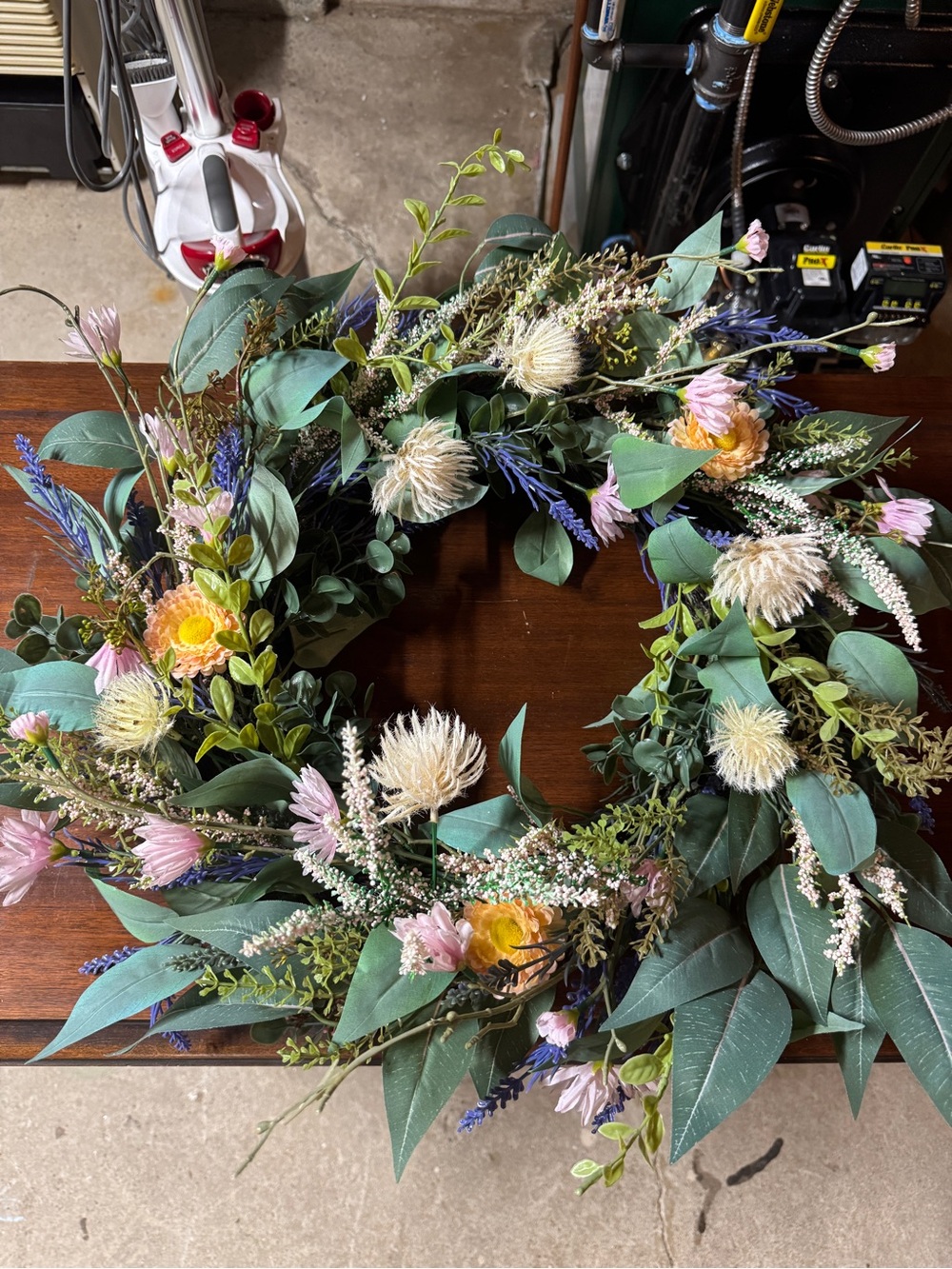 Spring Meadow Mixed Floral Wreath - Green, Pink & Yellow